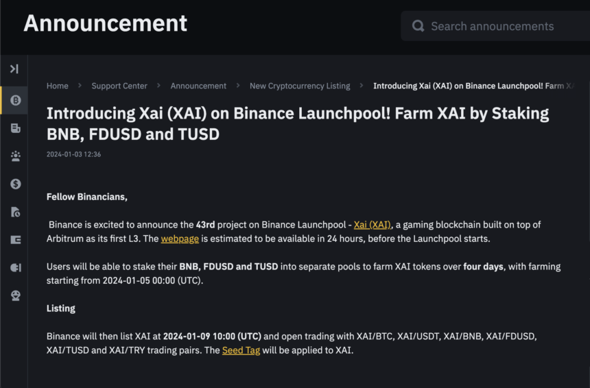 Son Dakika Binance In Launchpool Projesi Xai Oldu Te Detaylar