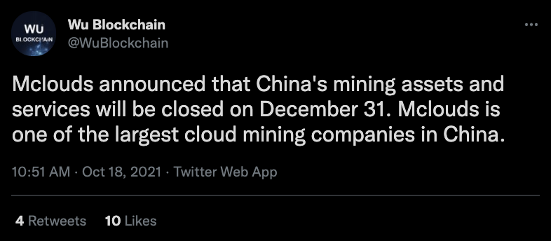 Çin'in madencilik varlıklarının ve hizmetlerinin 31 Aralık'ta kapatılacağını duyurdu.